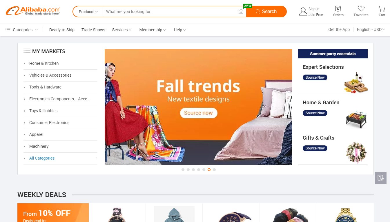 Trang bán hàng Alibaba